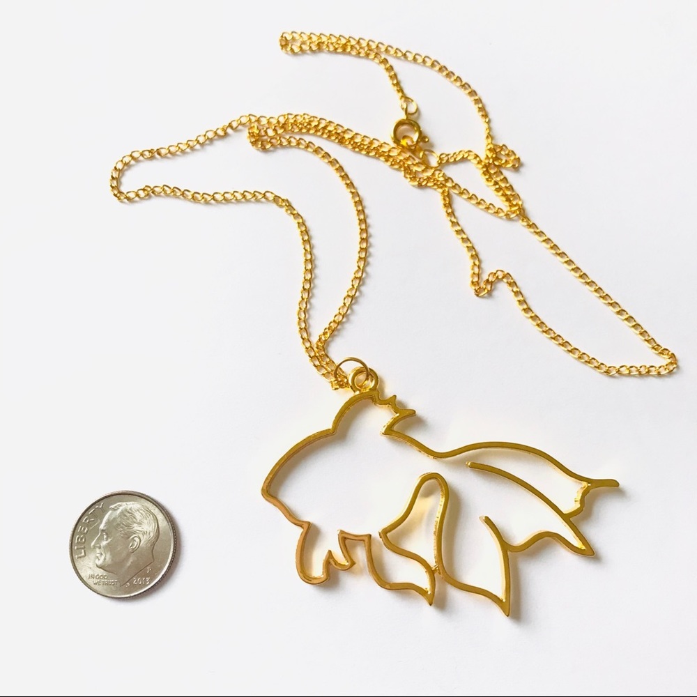 Huge Gold Hollow Goldfish Necklace - Picture 2 of 2